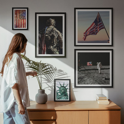 Billedsæt over sofa Amerikansk symbolik i historien