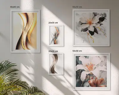 Abstrakte blomsterbilleder sæt til ophængning over sofaen