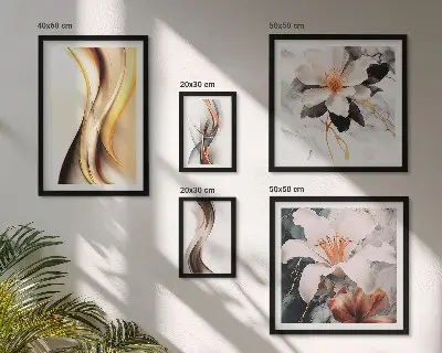 Abstrakte blomsterbilleder sæt til ophængning over sofaen
