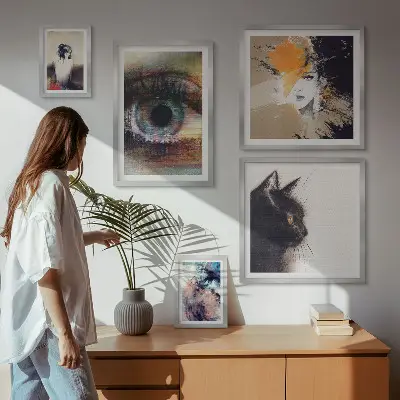 Billedkomposition til væg moderne abstrakt portrætkunst