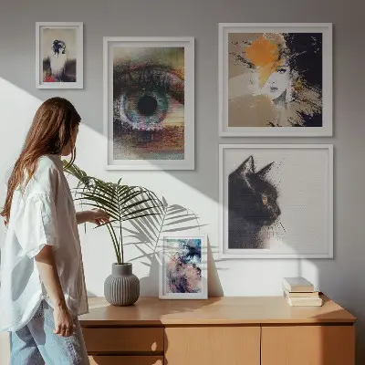 Billedkomposition til væg moderne abstrakt portrætkunst