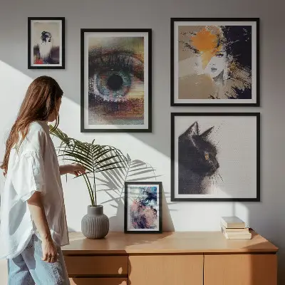 Billedkomposition til væg moderne abstrakt portrætkunst