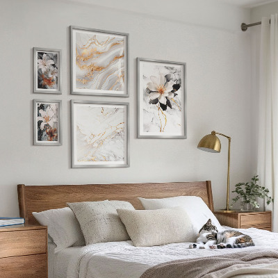 Billedkomposition til væg Blomster marmor elegance