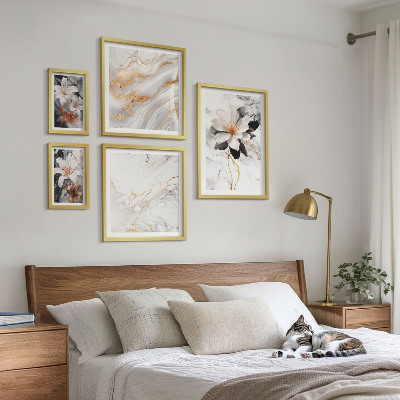Billedkomposition til væg Blomster marmor elegance