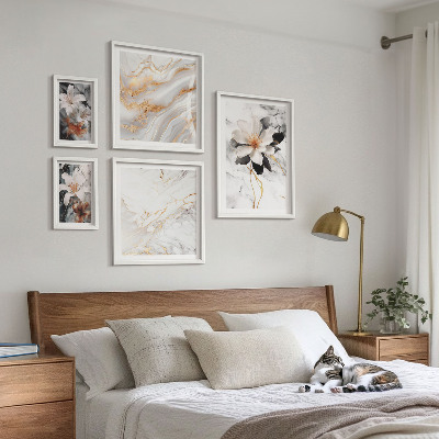Billedkomposition til væg Blomster marmor elegance