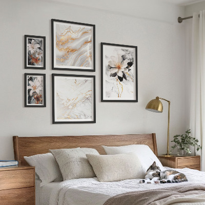 Billedkomposition til væg Blomster marmor elegance