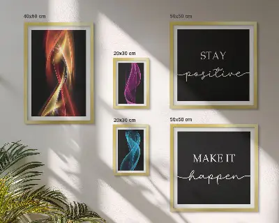 Billedsæt over sofa med citater, lysmønstre og inspiration