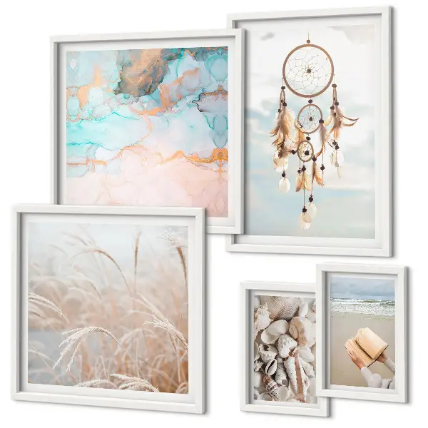 Billedsæt over sofa boho drømme med strand og natur