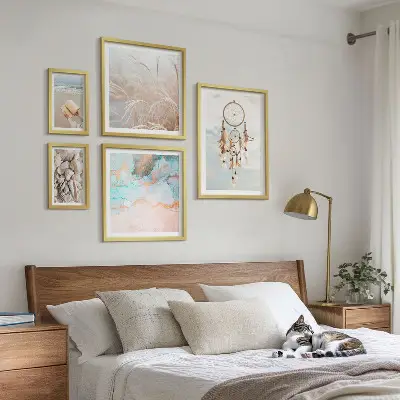 Billedsæt over sofa boho drømme med strand og natur