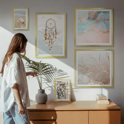 Billedsæt over sofa boho drømme med strand og natur
