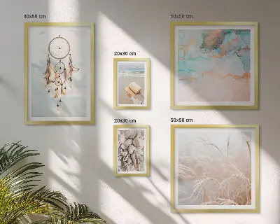 Billedsæt over sofa boho drømme med strand og natur