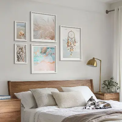 Billedsæt over sofa boho drømme med strand og natur
