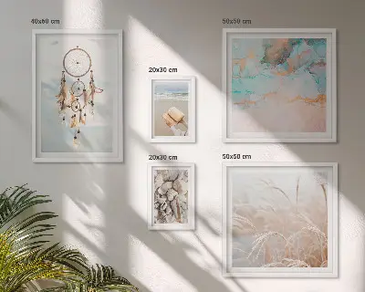 Billedsæt over sofa boho drømme med strand og natur