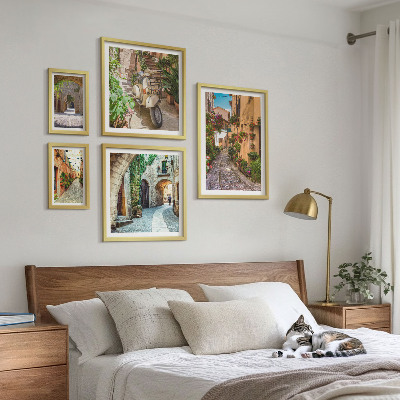 Billedsæt over sofa Charmerende gader med blomster