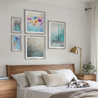Billedsæt over sofa Abstrakte landskaber blomster