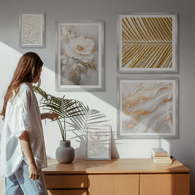 Billedsæt over sofa Stilfulde blomstermotiver