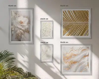 Billedsæt over sofa med stilfulde blomstermotiver