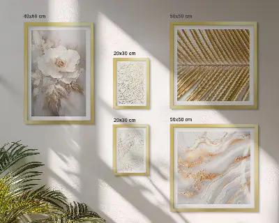 Billedsæt over sofa med stilfulde blomstermotiver