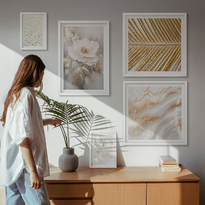 Billedsæt over sofa Stilfulde blomstermotiver