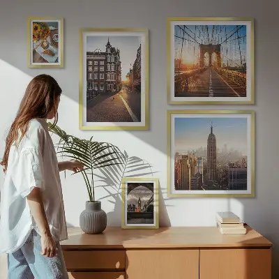 Charmerende byarkitektur billedkomposition til væg