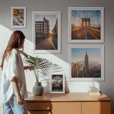 Charmerende byarkitektur billedkomposition til væg