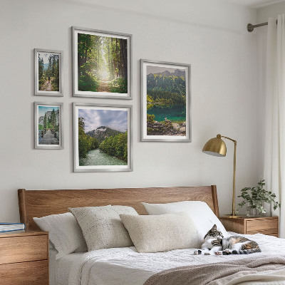 Billedsæt over sofa Bjerglandskaber og skovstier