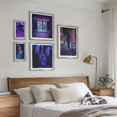 Neon nat bybilleder billedkomposition til væg