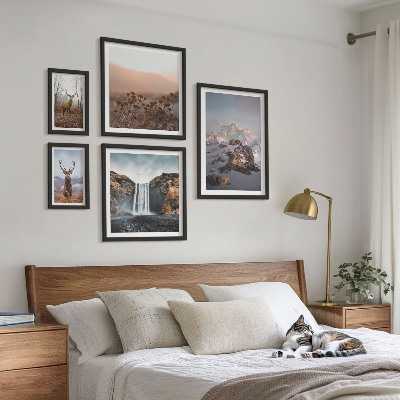 Billedsæt over sofa Bjerglandskaber vilde dyr