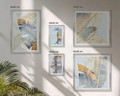 Billedkomposition til væg med moderne plantemotiver