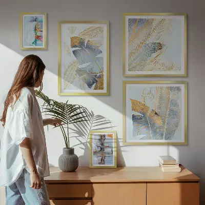 Billedkomposition til væg med moderne plantemotiver
