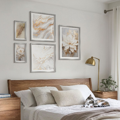 Billedsæt over sofa Elegante blomsterkompositioner