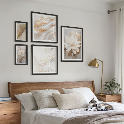 Billedsæt over sofa Elegante blomsterkompositioner