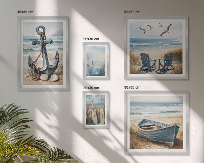 Billedsæt over sofa Inspirationer til stil ved havet, hav og strand