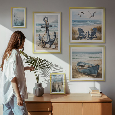 Billedsæt over sofa Inspirationer til stil ved havet, hav og strand