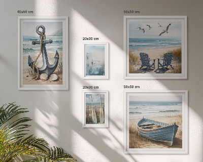 Billedsæt over sofa Inspirationer til stil ved havet, hav og strand