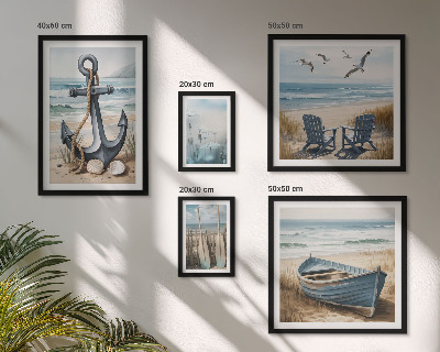 Billedsæt over sofa Inspirationer til stil ved havet, hav og strand