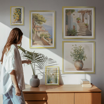 Billedsæt over sofa Stilfuld udsigt over kystbyer