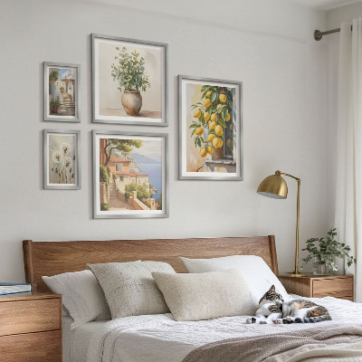 Billedsæt over sofa Citrus accenter i middelhavsstil