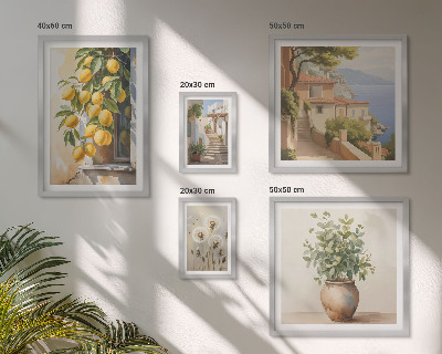 Billedsæt over sofa Citrus accenter i middelhavsstil