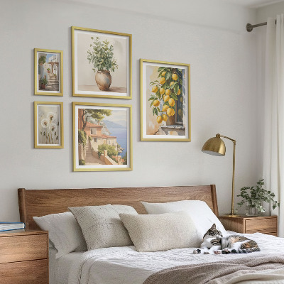 Billedsæt over sofa Citrus accenter i middelhavsstil