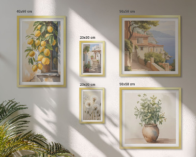 Billedsæt over sofa Citrus accenter i middelhavsstil