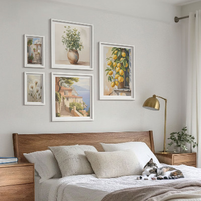 Billedsæt over sofa Citrus accenter i middelhavsstil