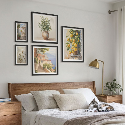 Billedsæt over sofa Citrus accenter i middelhavsstil