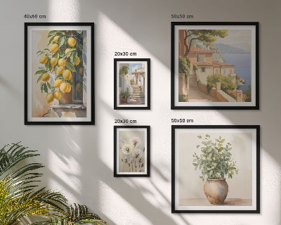 Billedsæt over sofa Citrus accenter i middelhavsstil