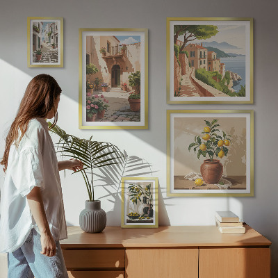 Billedkomposition til væg Gadeblomster i middelhavsstil