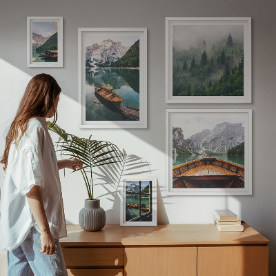 Billedsæt over sofa Rolige bjergsøer både
