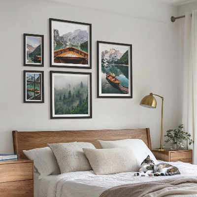 Billedsæt over sofa Rolige bjergsøer både