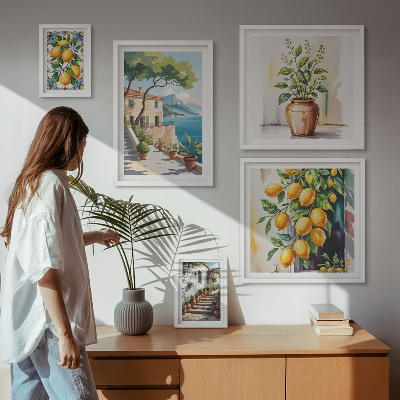 Billedkomposition til væg Landskaber med citrustræer og vegetation