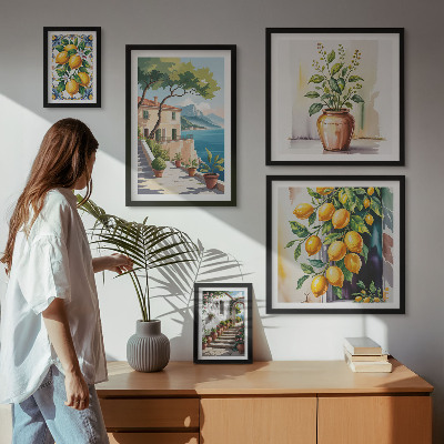 Billedkomposition til væg Landskaber med citrustræer og vegetation