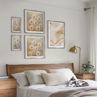 Billedsæt over sofa Blomstermotiver af delikat natur